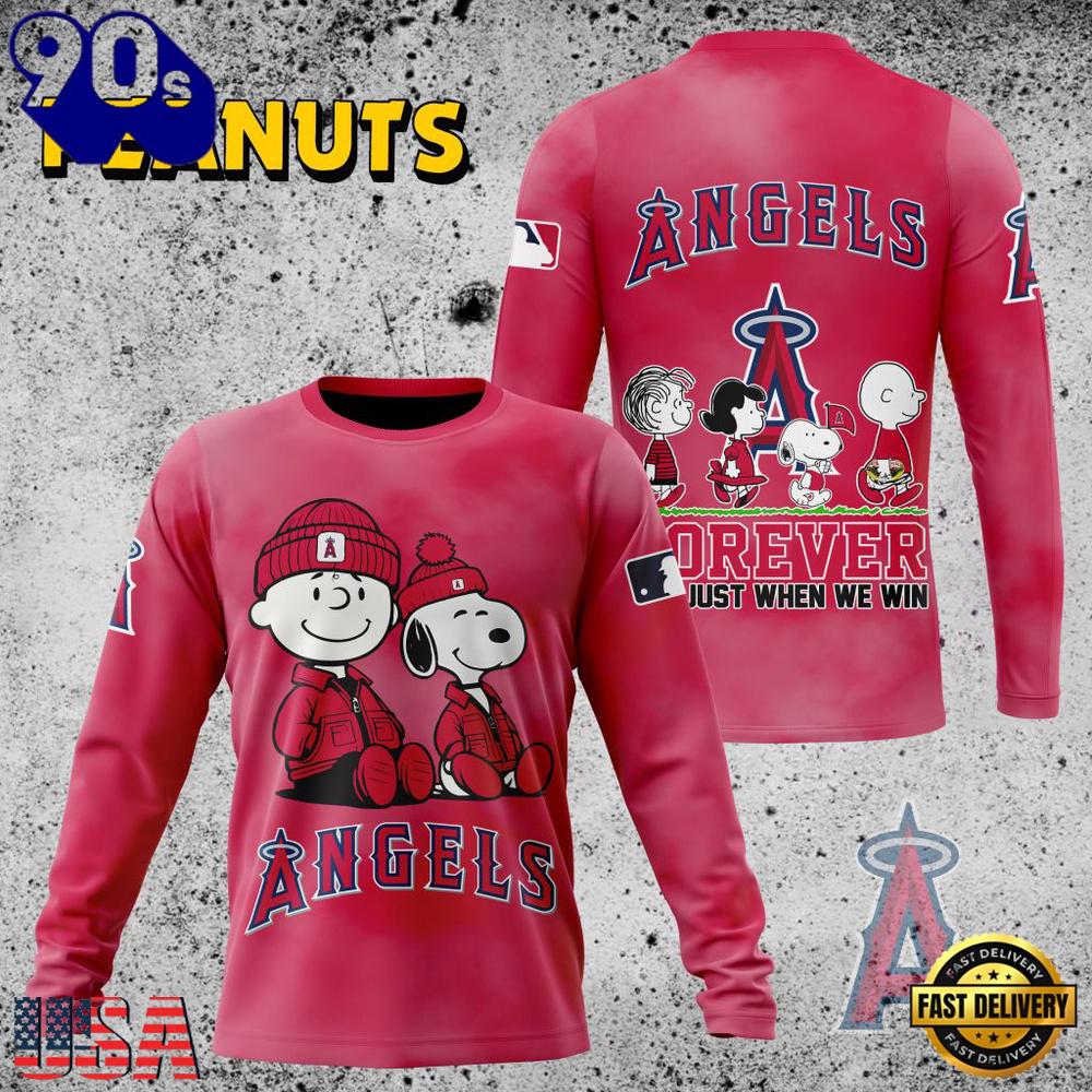 MLB Los Angeles Angels Peanuts 75th Anniversary 2026 All Over Print T Shirt MLB Los Angeles Angels Peanuts 75th Anniversary 2026 All Over Print T Shirt