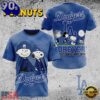 MLB Los Angeles Dodgers Peanuts 75th Anniversary 2026 All Over Print  T Shirt