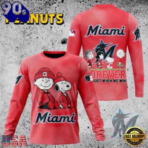 MLB Miami Marlins Peanuts 75th Anniversary 2026 All Over Print T Shirt 2 MLB Miami Marlins Peanuts 75th Anniversary TShirt, Sweatshirt, Hoodie
