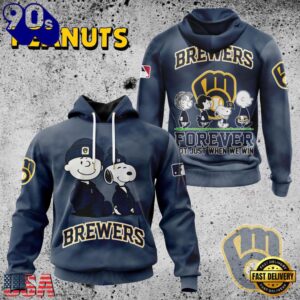 MLB Milwaukee Brewers Peanuts 75th Anniversary 2026 All Over Print T Shirt 1 MLB Milwaukee Brewers Peanuts 75th Anniversary TShirt, Sweatshirt, Hoodie