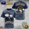 MLB Milwaukee Brewers Peanuts 75th Anniversary 2026 All Over Print  T Shirt