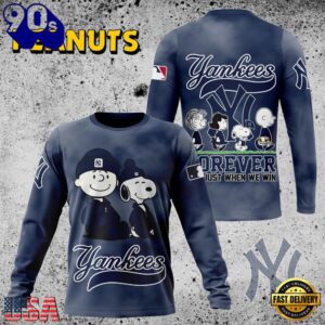 MLB New York Yankees Peanuts 75th Anniversary 2026 All Over Print T Shirt 2 MLB New York Yankees Peanuts 75th Anniversary TShirt, Sweatshirt, Hoodie