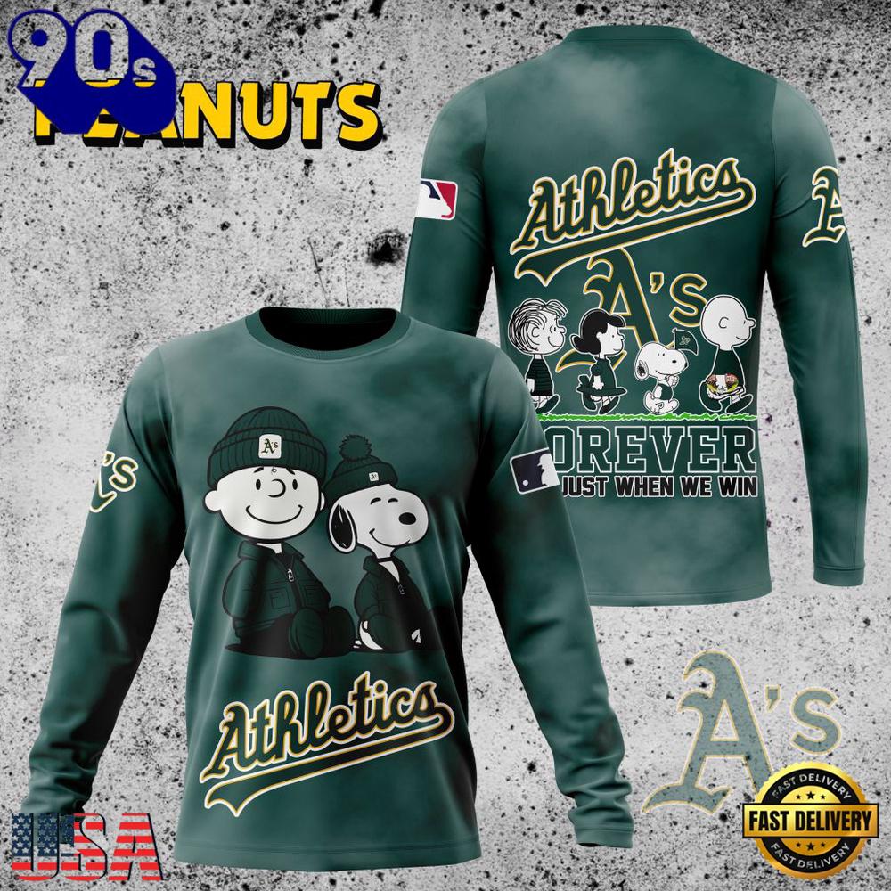 MLB Oakland Athletics Peanuts 75th Anniversary 2026 All Over Print T Shirt MLB Oakland Athletics Peanuts 75th Anniversary 2026 All Over Print T Shirt