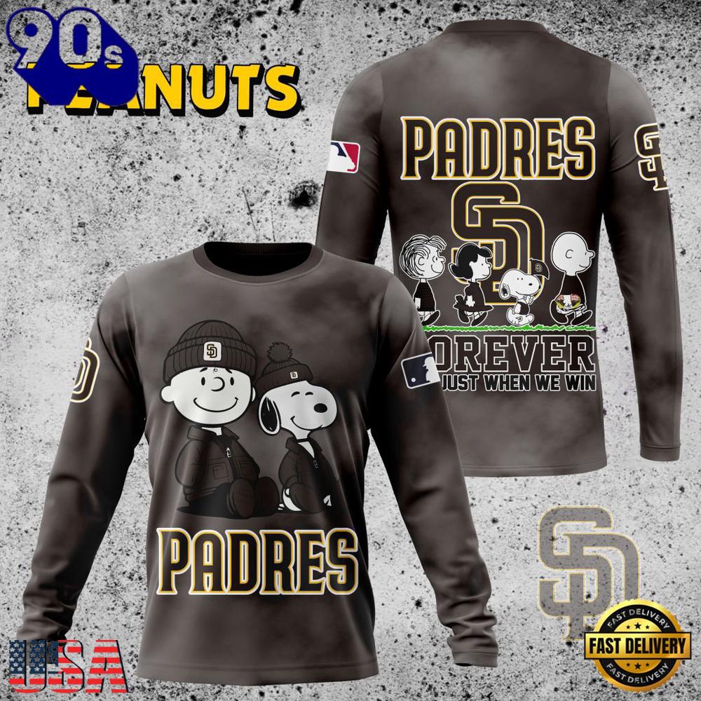 MLB San Diego Padres Peanuts 75th Anniversary 2026 All Over Print T Shirt MLB San Diego Padres Peanuts 75th Anniversary 2026 All Over Print T Shirt