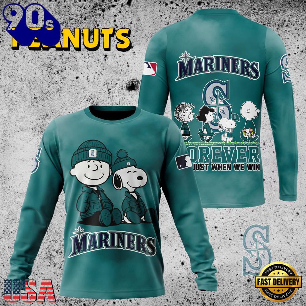 MLB Seattle Mariners Peanuts 75th Anniversary 2026 All Over Print T Shirt MLB Seattle Mariners Peanuts 75th Anniversary 2026 All Over Print T Shirt