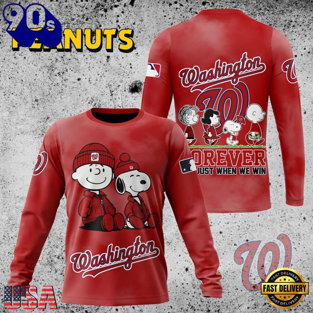MLB Washington Nationals Peanuts 75th Anniversary 2026 All Over Print T Shirt MLB Washington Nationals Peanuts 75th Anniversary 2026 All Over Print T Shirt