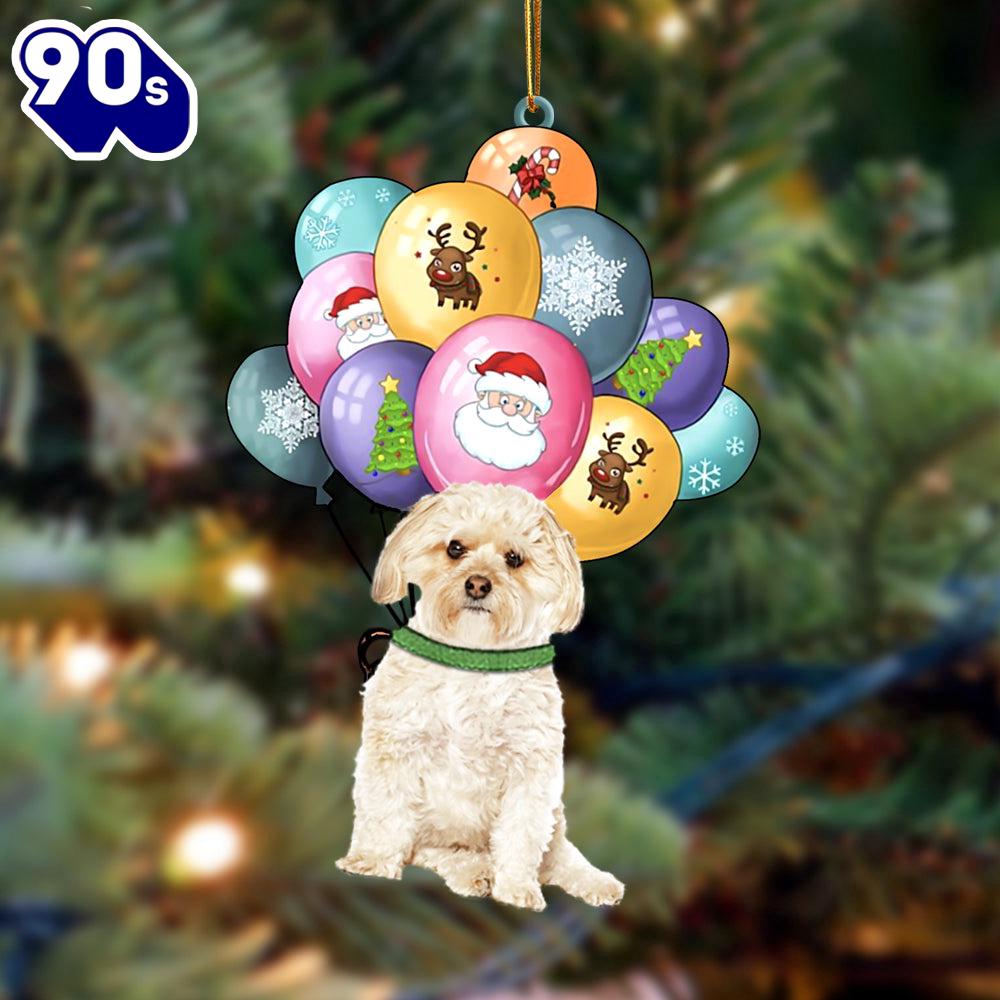 Morkie With Balloons Christmas Ornament, Gift For Christmas Morkie With Balloons Christmas Ornament, Gift For Christmas