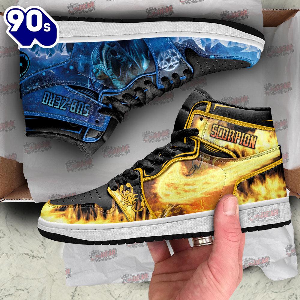 Mortal Kombat Scorpion vs Sub-zero J1 Shoes Custom Mortal Kombat Scorpion vs Sub-zero J1 Shoes Custom