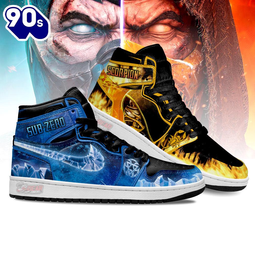 Mortal Kombat Scorpion vs Sub-zero J1 Shoes Custom Mortal Kombat Scorpion vs Sub-zero J1 Shoes Custom