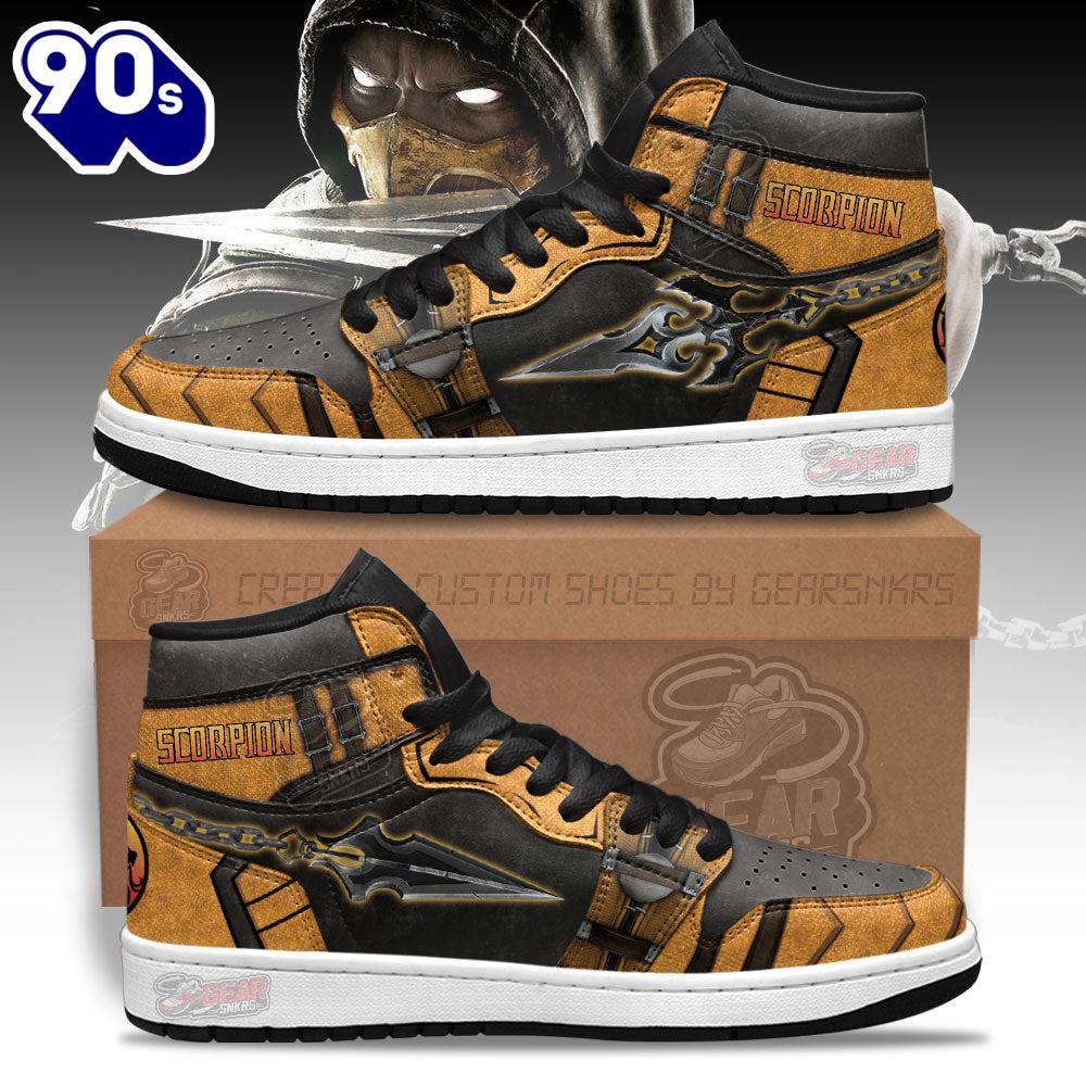 Mortal Kombat Sneakers Scorpion Kunai Shoes Custom For Fans Mortal Kombat Sneakers Scorpion Kunai Shoes Custom For Fans
