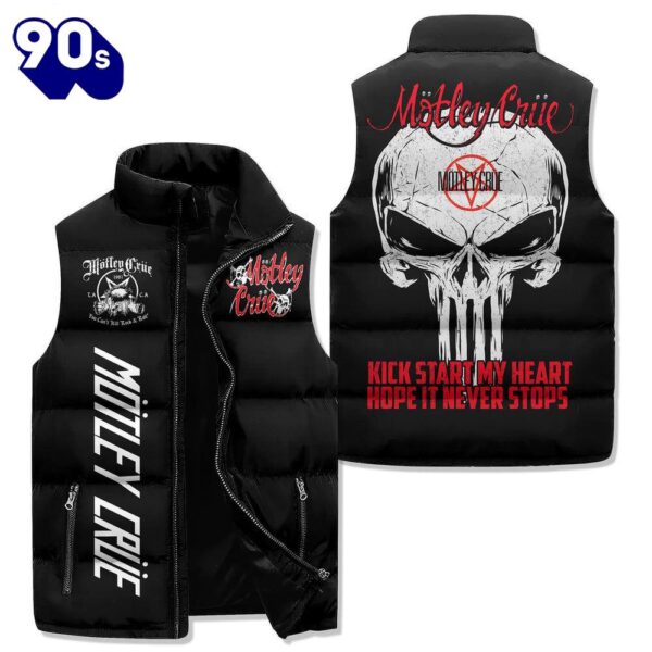 M?tley Cr?e 2D Sleeveless Jacket Black – Music Sleeveless Down Jacket