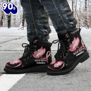 Multiple Myeloma Cancer Awareness Leather Boots Ribbon Butterfly Shoes