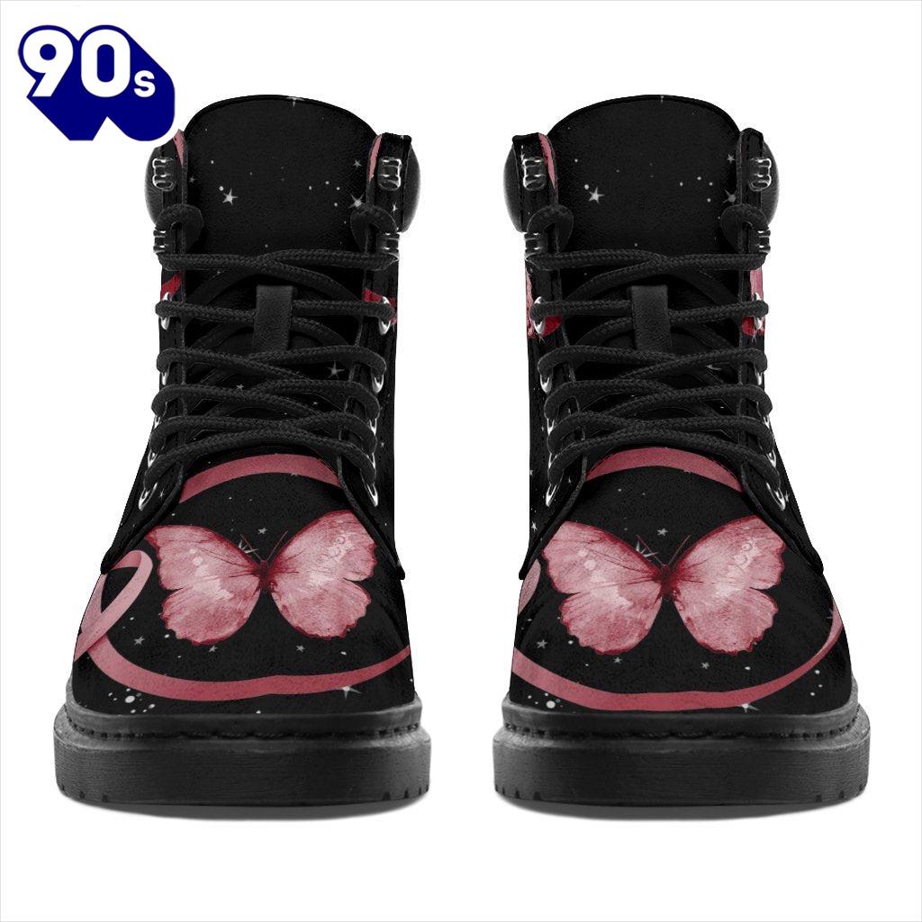 Multiple Myeloma Cancer Awareness Leather Boots Ribbon Butterfly Shoes Multiple Myeloma Cancer Awareness Leather Boots Ribbon Butterfly Shoes