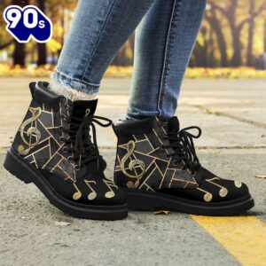 Music Asboots Black And Gold Geometric All Season Boots Gift Xmas 2 Music Asboots Black And Gold Geometric All Season Boots