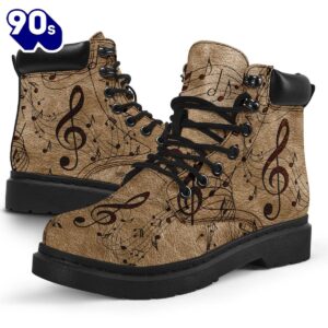 Music Note Carving Asboots All Season Boots