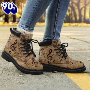 Music Note Carving Asboots All Season Boots