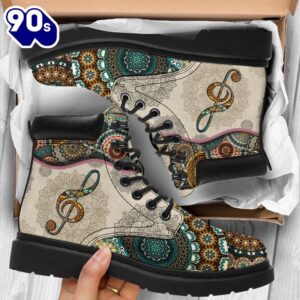 Music Vintage Mandala Asboot Music Gift All Season Boots