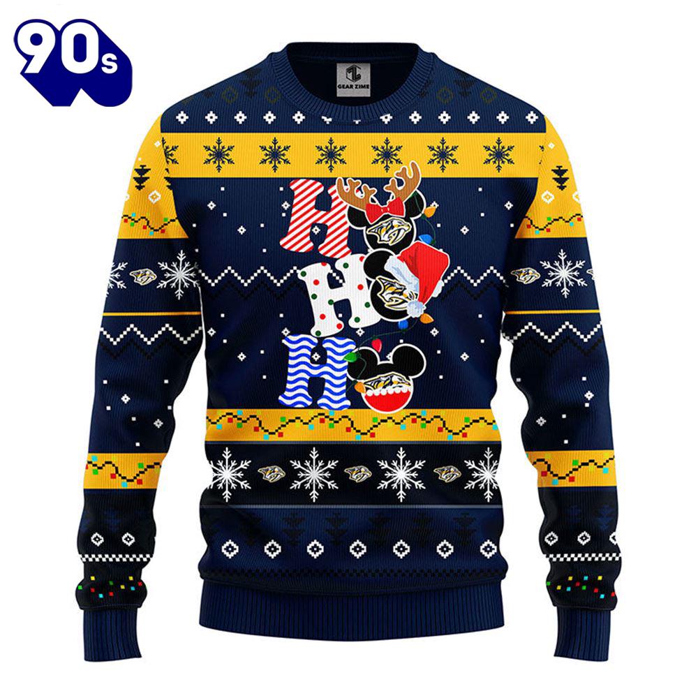 Nashville Predators Hohoho Mickey Christmas Ugly Sweater Gift Christmas Nashville Predators Hohoho Mickey Christmas Ugly Sweater Gift Christmas