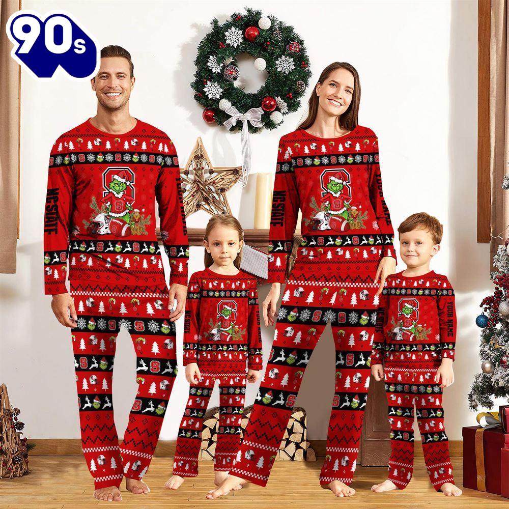 NC State Wolfpack NCAA Custom Name Grinch Christmas And Sport Team Pajama Set Gift Christmas NC State Wolfpack NCAA Custom Name Grinch Christmas And Sport Team Pajama Set Gift Christmas
