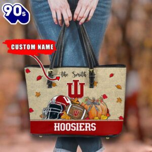 NCAA Indiana Hoosiers Fall Football Women Leather Tote Bag