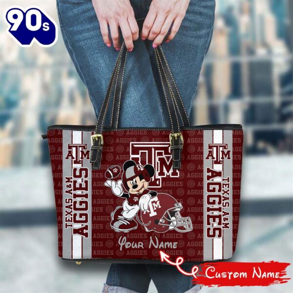 NCAA Texas A_M Aggies Mickey Women Leather Tote Bag