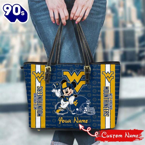 NCAA West Virginia Mountaineers Mickey Women Leather Tote Bag