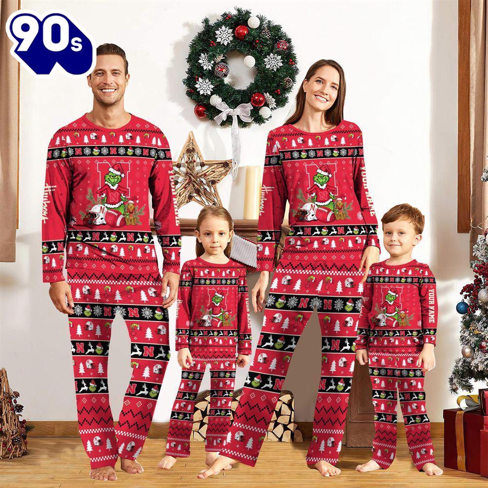 Nebraska Cornhuskers NCAA Custom Name Grinch Christmas And Sport Team Pajama Set Gift Christmas Nebraska Cornhuskers NCAA Custom Name Grinch Christmas And Sport Team Pajama Set Gift Christmas