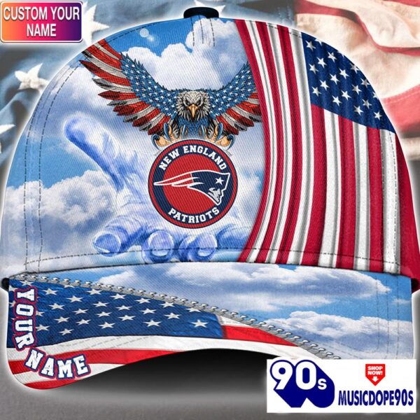 New England Patriots Cap Pride US 4th Of July Cap Veterans Cap Custom Name