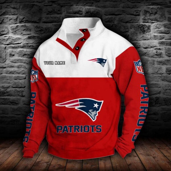 New England Patriots Double Breasted Stand Collar Hoodie