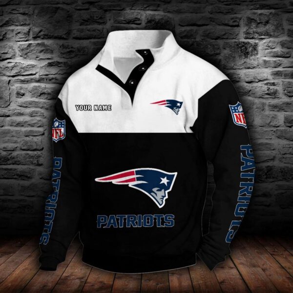 New England Patriots Double Breasted Stand Collar Hoodie