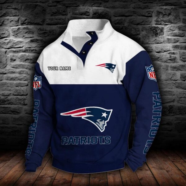 New England Patriots Double Breasted Stand Collar Hoodie