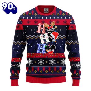 New England Patriots HoHoHo Mickey Christmas Ugly Sweater