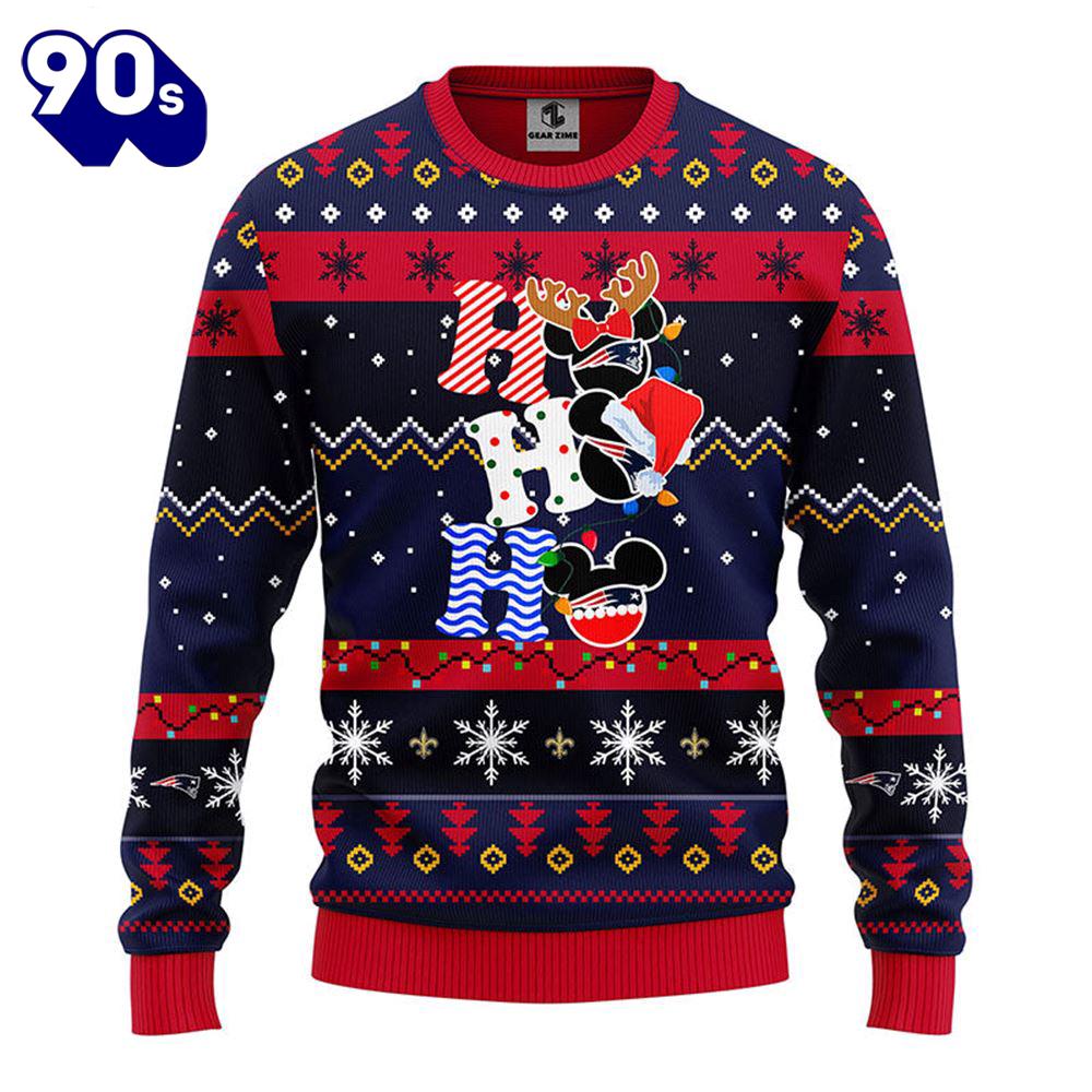 New England Patriots HoHoHo Mickey Christmas Ugly Sweater Gift Christmas New England Patriots HoHoHo Mickey Christmas Ugly Sweater Gift Christmas