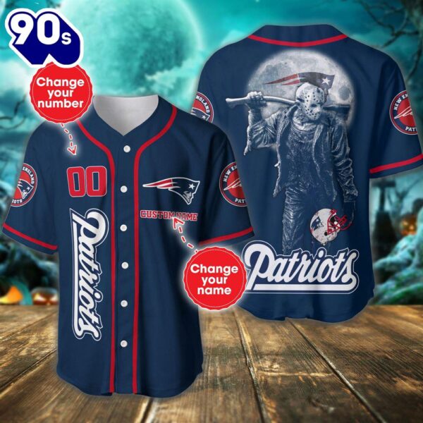 New England Patriots Horror Movie Personalized Baseball Jersey