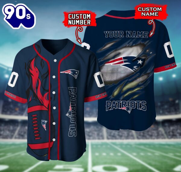 New England Patriots NFL 3D Personalized Baseball Shirt For Fans