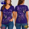 New England Patriots NFL Alzheimer’s Awareness Month V neck T Shirt, NFL Fan V Neck Shirt