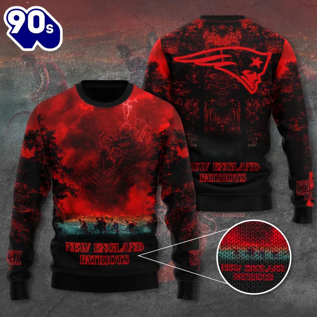 New England Patriots x Stranger Things Ugly Sweater Gift Xmas New England Patriots x Stranger Things Ugly Sweater Gift Xmas