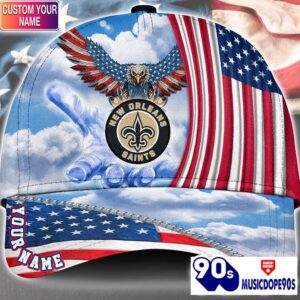 New Orleans Saints Cap Pride US 4th Of July Cap Veterans Cap Custom Name