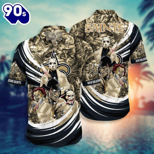 New Orleans Saints NFL  Halloween Horror Movies Hawaiian Shirts