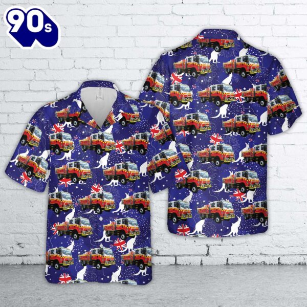New South Wales RFS Fire Truck Classic Australia Day Hawaiian Shirt