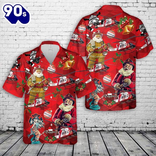 New South Wales Rural Fire Service Bell 412 Christmas Hawaiian Shirt