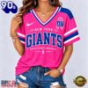 New York Giants 2026 NFL Pink Breast Cancer Awareness V neck T Shirt, NFL Fan V Neck Shirt