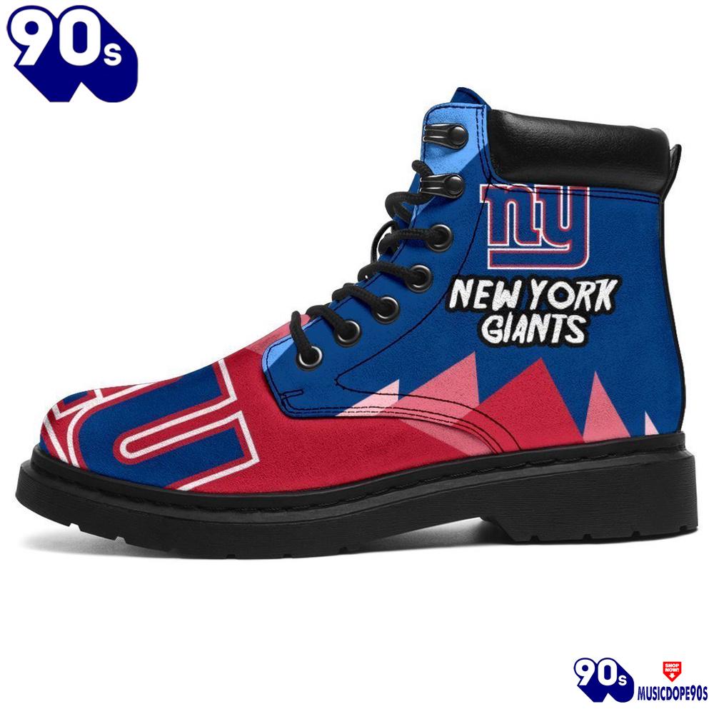 New York Giants All Season Boots Casual Shoes Vegan Leather Custom Boot Shoes New York Giants All Season Boots Casual Shoes Vegan Leather Custom Boot Shoes