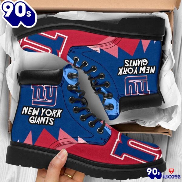 New York Giants All Season Boots  Casual Shoes  Vegan Leather Custom Boot Shoes