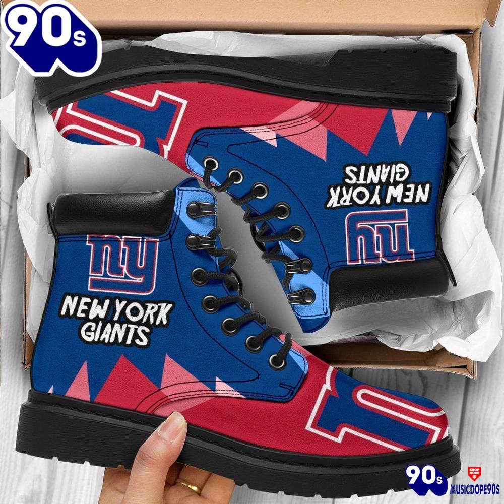 New York Giants All Season Boots Casual Shoes Vegan Leather Custom Boot Shoes New York Giants All Season Boots Casual Shoes Vegan Leather Custom Boot Shoes