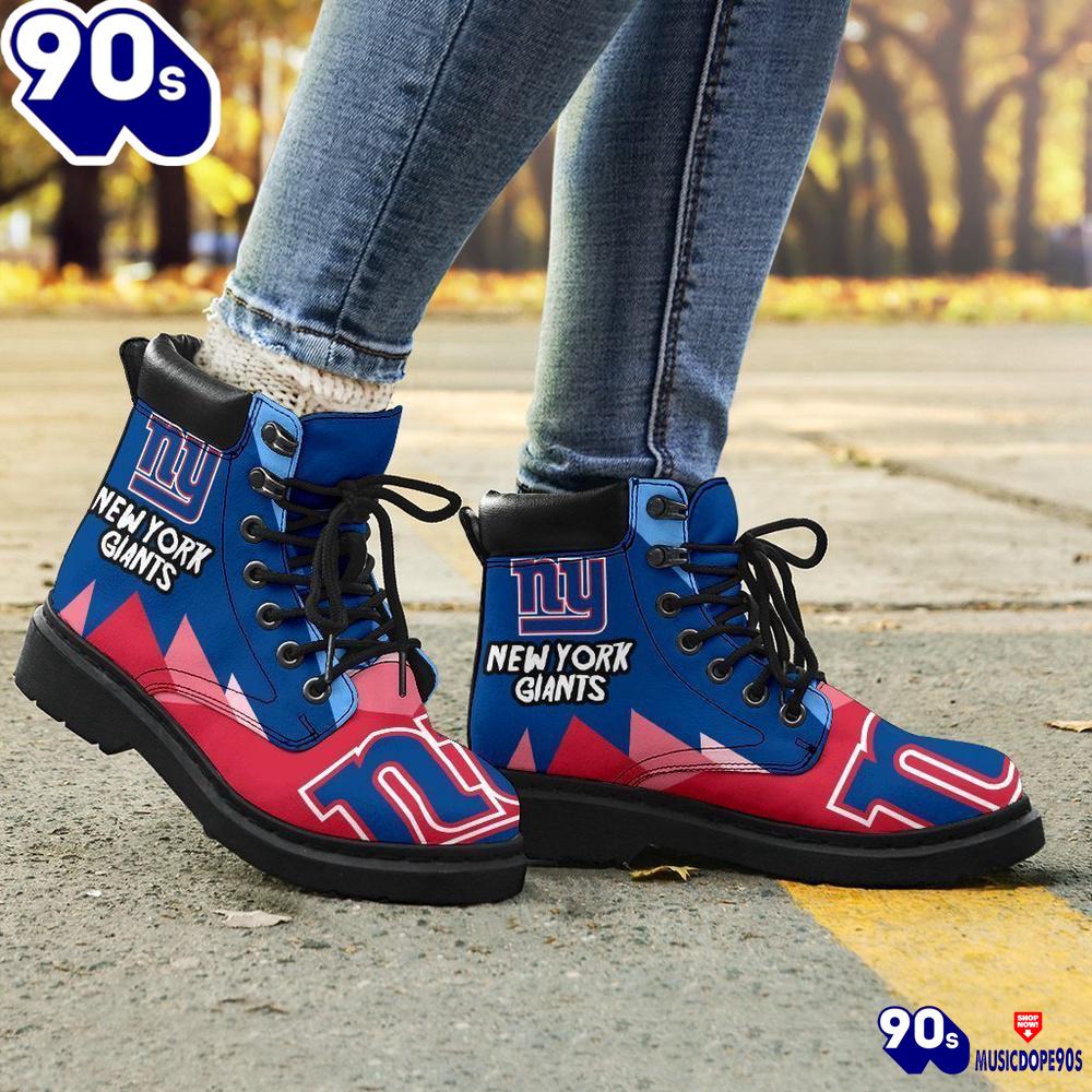 New York Giants All Season Boots Casual Shoes Vegan Leather Custom Boot Shoes New York Giants All Season Boots Casual Shoes Vegan Leather Custom Boot Shoes