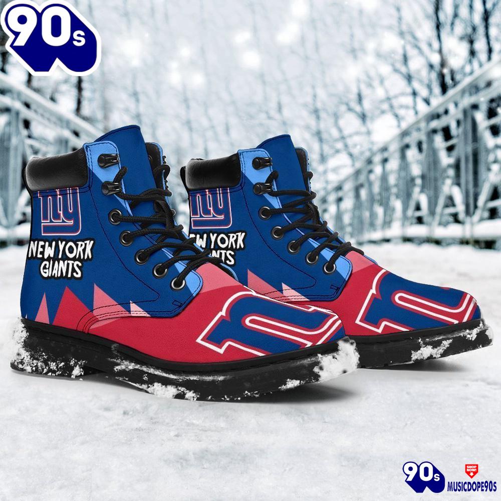 New York Giants All Season Boots Casual Shoes Vegan Leather Custom Boot Shoes New York Giants All Season Boots Casual Shoes Vegan Leather Custom Boot Shoes