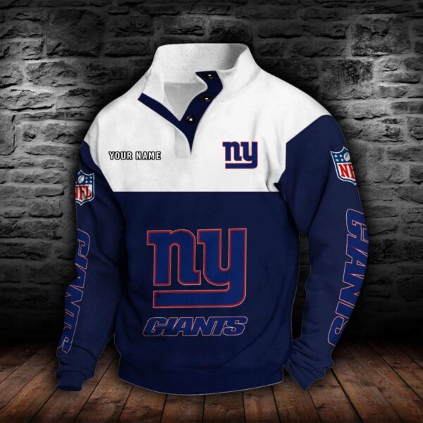 New York Giants Double Breasted Stand Collar Hoodie