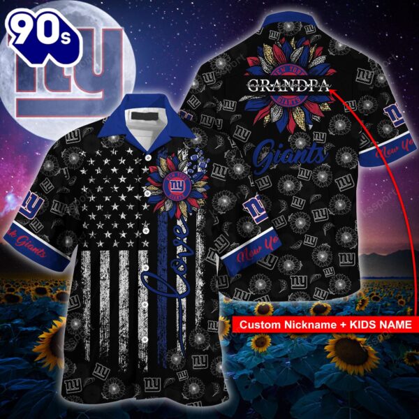 New York Giants NFL-Hawaii Shirt Sunflower Custom Your Nickname,Kids Name Best Gift For Mother Day,Father Day