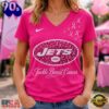 New York Jets 2026 NFL Tackle Breast Cancer V neck T Shirt, NFL Fan V Neck Shirt